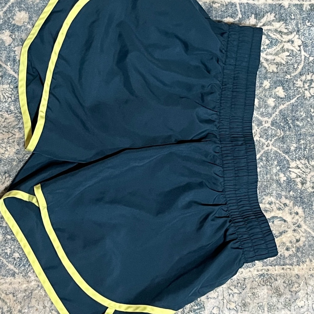 Athletic Works Women's Dark Blue Shorts with Lime Trim